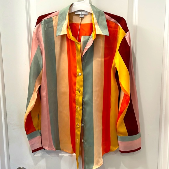 ⏳LAST DAY⏳NWT Fe Noel xTarget Mixed Vertical Stripe LongSleeve ButtonDown-S - Picture 8 of 9